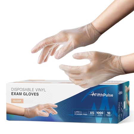 Fifthpulse Disposable Gloves, Vinyl, Powder-Free, XS, 1000 PK, Clear FMN100614